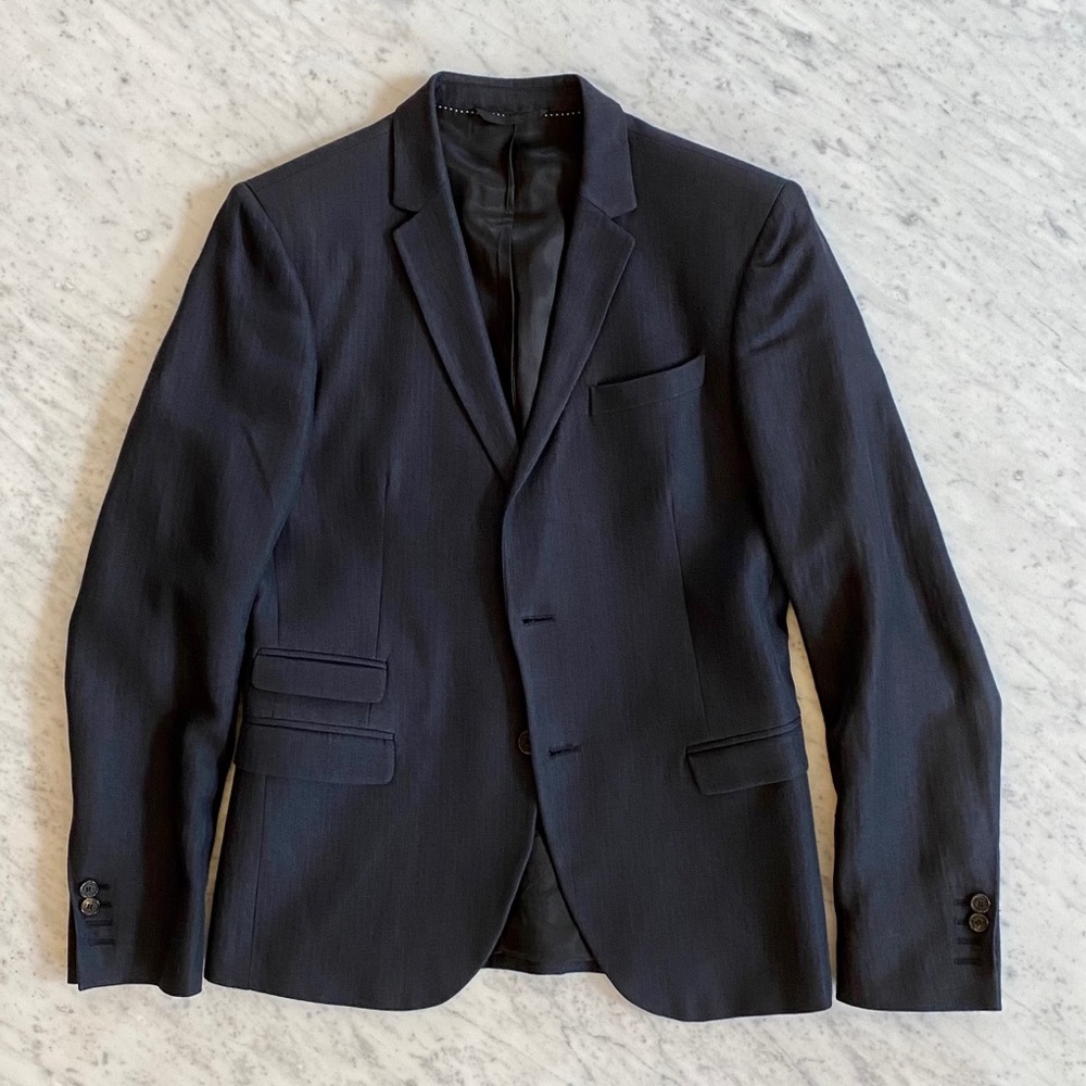 Neil Barrett Runway Chevron Navy Suit